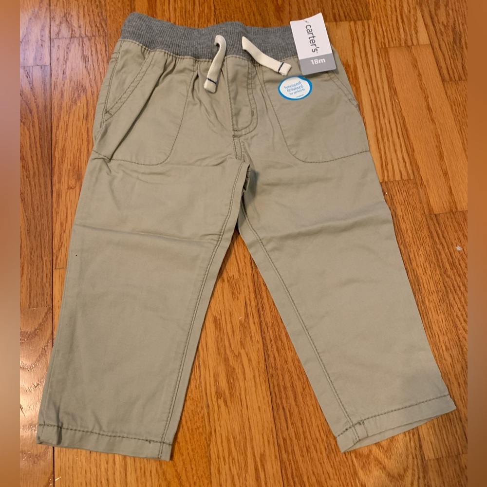 NWT Carters Khaki Pants 18 month functional drawcord